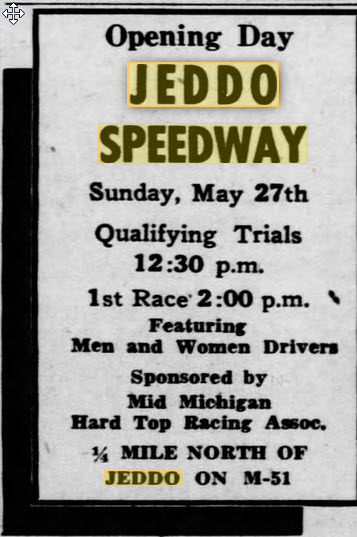 Jeddo Speedway - May 26 1951 Ad (newer photo)
